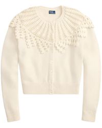 Polo Ralph Lauren - Crochet-Yoke Wool-Alpaca Cardigan - Lyst