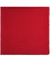 Gucci Garen Jacquard Omslagdoek Zijde - Rood
