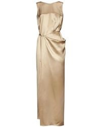 Ferragamo - Satin-Finish Wrap-Style Maxi Dress - Lyst