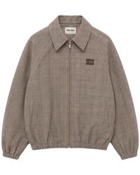 Miu Miu - Prince Of Wales Checked Blouson Jacket - Lyst