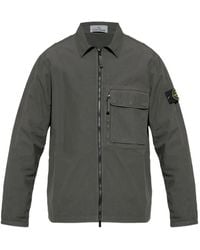 Stone Island - Patch-Pocket Zip-Front Shirt - Lyst