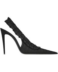 Saint Laurent - Madeleine Ruffled Slingback Pumps - Lyst