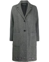 Etro Cappotto monopetto con ricamo - Grigio
