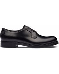 Prada - Brushed-leather Lace-up Shoes - Lyst