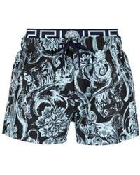 Versace - Barocco-print Layered Swim Shorts - Lyst