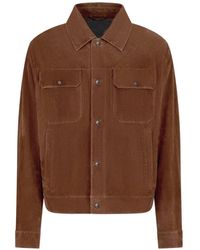 Emporio Armani - Icon Pocket-Details Suede Jacket - Lyst