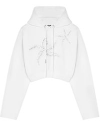 Versace - Embroidered Cropped Hoodie - Lyst