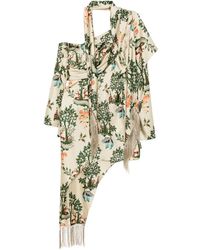 frida wavy asymmetric dress HELSI Frida Beaded Floral Appliqué Mini Dress White