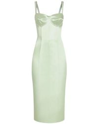 Dolce & Gabbana - Satin Calf-Length Corset Dress With Bra Detail - Lyst