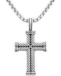 David Yurman - Sterling Chevron Cross Pendant (33.5Mm) - Lyst