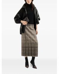 Brunello Cucinelli - Checked Alpaca And Wool Pencil Skirt With Dazzling Degradé Embroidery - Lyst