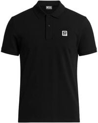 DIESEL - Logo-Patch Hopsack Polo Shirt - Lyst