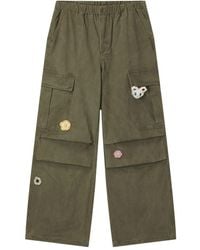 Mini Cream - Flower-Appliqué Cargo Trousers - Lyst
