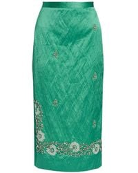 Erdem - Floral-Embroidered Midi Skirt - Lyst