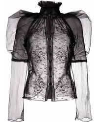Tom Ford - Floral-lace High-neck Blouse - Lyst