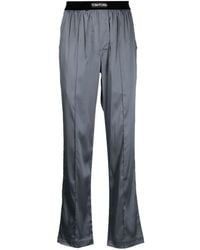 Tom Ford - Logo-waistband Satin-finish Trousers - Lyst
