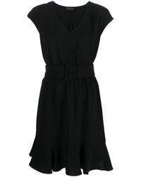 Armani Exchange - V-neck Belted Dress - Lyst