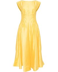 Acler - Draped Linen-blend Midi Dress - Lyst