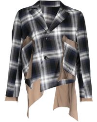 Sulvam - Asymmetric Plaid-Check Blazer - Lyst