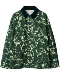 Burberry - Rose-print Cotton Shirt Jacket - Lyst