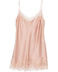 Carine Gilson - Lace-Trim Silk Nightdress - Lyst