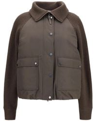 Brunello Cucinelli - Down Jacket With Wool Sleeves - Lyst