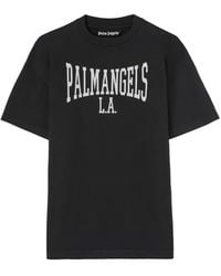 Palm Angels Neck Logo T-Shirt in Black for Men | Lyst