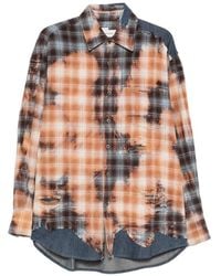 Feng Chen Wang - Distressed-Effect Checked Shirt - Lyst