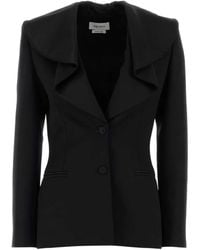 McQueen - Blazer Ajusté Sans Col À Volants - Lyst