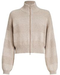 Brunello Cucinelli - Cardigan Zippé Et Rayé - Lyst