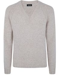 ZEGNA - Cashmere And Wool V Neck - Lyst