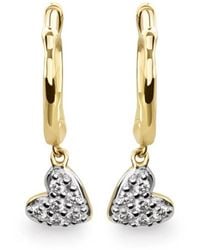 Monica Vinader - Mini Heart Diamond Huggie Earrings - Lyst