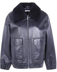 Liviana Conti - Shearling-Collar Leather Jacket - Lyst