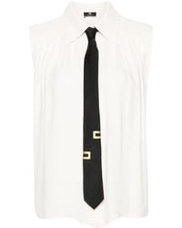 Elisabetta Franchi - | Camicia con cravatta | female | BIANCO | 40 - Lyst
