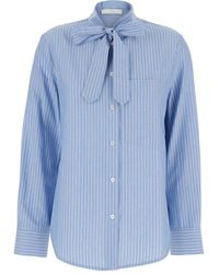 Tela - Gestreepte Blouse Met Gestrikte Hals - Lyst