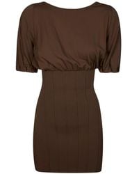 Elisabetta Franchi - Ribbed Knitted Mini Dress - Lyst