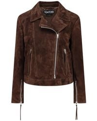 Tom Ford - Suede Biker Jacket - Lyst