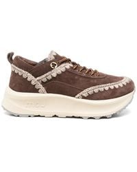 Mou - Speed Crochet-Trim Suede Sneakers - Lyst
