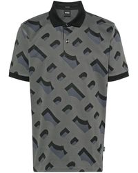 BOSS - Geometric-pattern Polo Shirt - Lyst