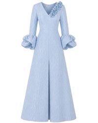 Baruni - Fayha Floral-Embellished A-Line Maxi Gown Dress - Lyst