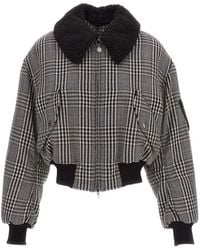 Stella McCartney - Houndstooth-Check Faux-Fur Collar Jacket - Lyst