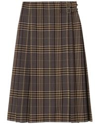 Burberry - Check Wool Midi Kilt - Lyst