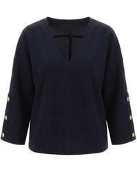 Max Mara - Top Con Detalle De Botones Y Cuello En V - Lyst