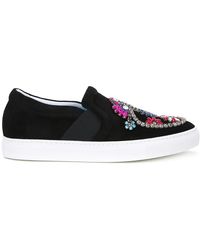 Lanvin - Embellished Slip-On Sneakers - Lyst