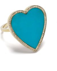 Jennifer Meyer - 18kt Yellow Gold Turquoise And Diamond Heart Ring - Lyst