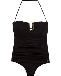 Brigitte Bardot Bandeau draped swimsuit - Nero