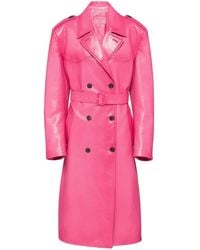 Prada - Leather Double-breasted Trench Coat - Lyst
