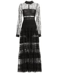 Elie Saab - Lace And Macrame Midi Dress - Lyst