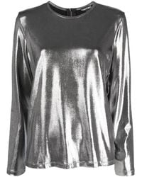 Tom Ford - Metallic Laminated Long-Sleeve Top - Lyst