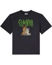 Ganni - Logo Printed Crewneck T-Shirt - Lyst